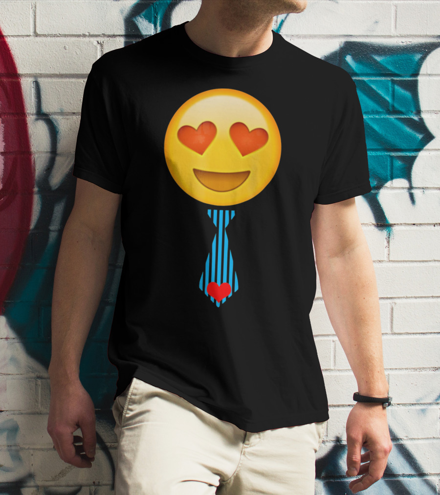 Emoji Heart Eyes Heart Tie Valentine T-Shirt