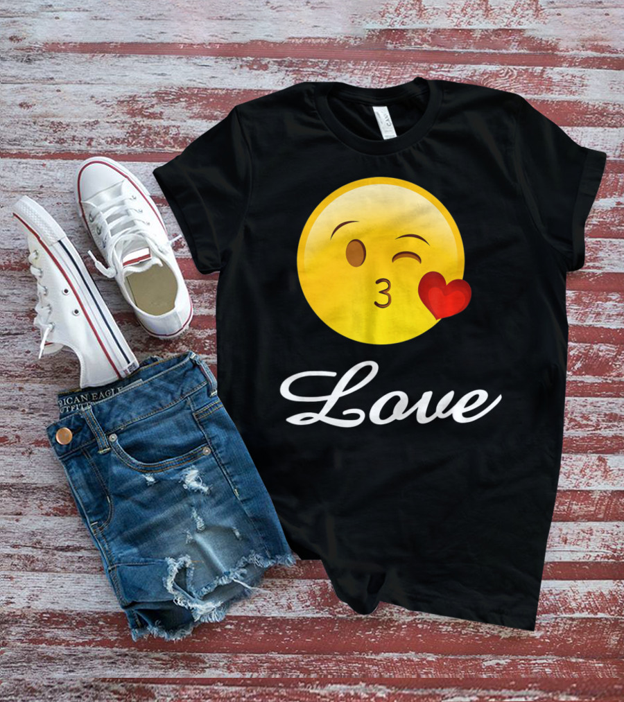 Love Emoji Valentines Day Heart Kiss T-Shirt
