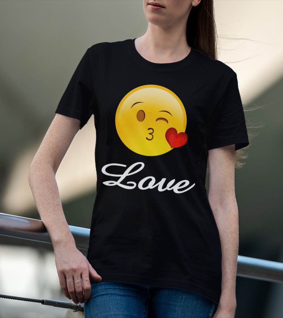 Love Emoji Valentines Day Heart Kiss T-Shirt