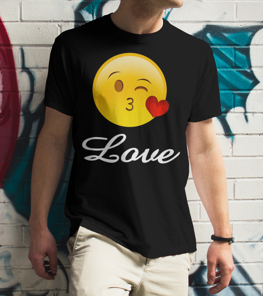 Love Emoji Valentines Day Heart Kiss T-Shirt