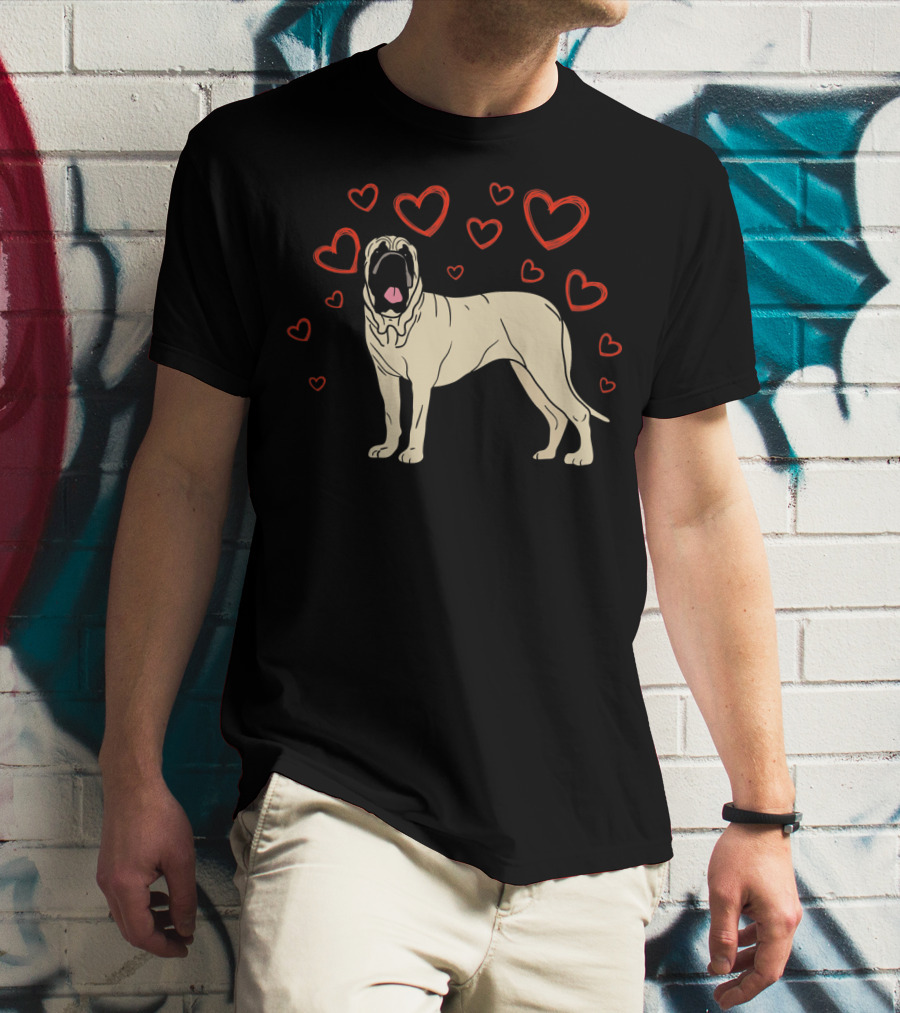 English Mastiff Surrounded By Hearts My Valentine LS T-Shirt
