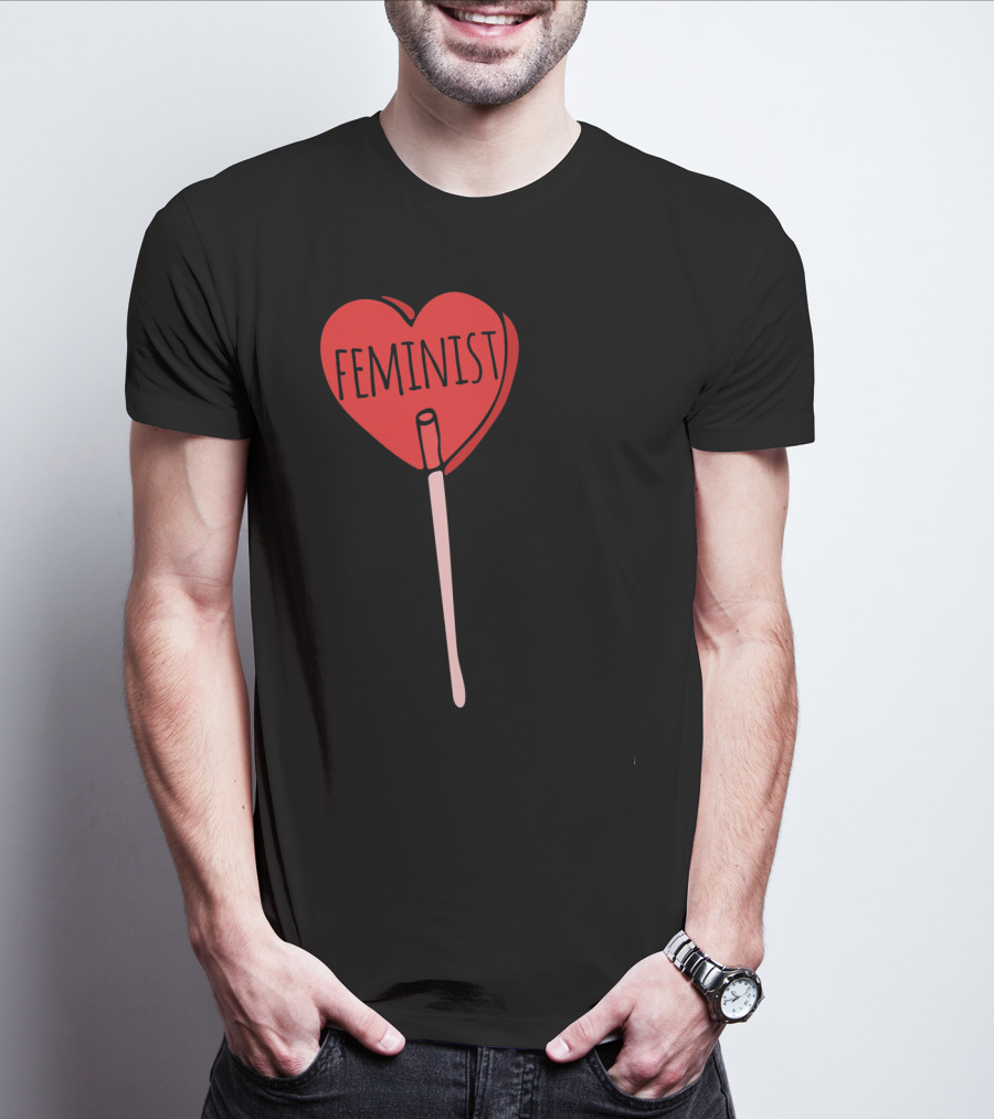 Feminist Red Heart Lollipop Valentine Sucker T-Shirt