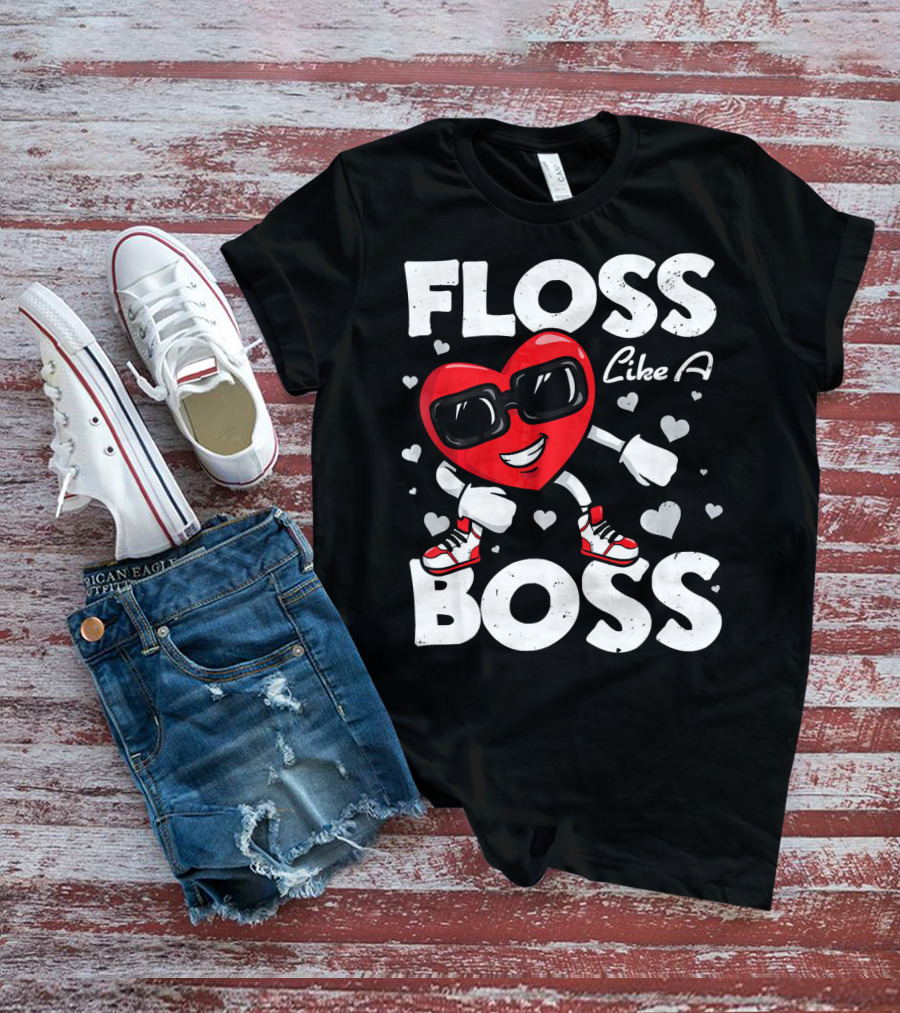 Floss Like A Boss Heart Dance Valentines T-Shirt