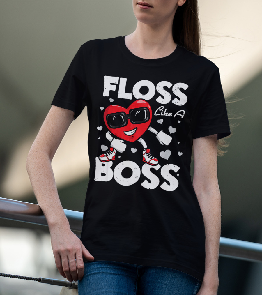 Floss Like A Boss Heart Dance Valentines T-Shirt