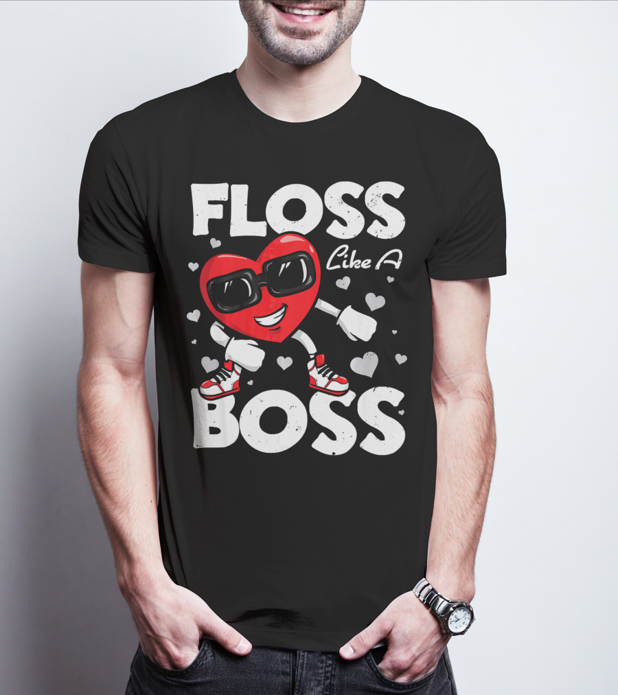 Floss Like A Boss Heart Dance Valentines T-Shirt
