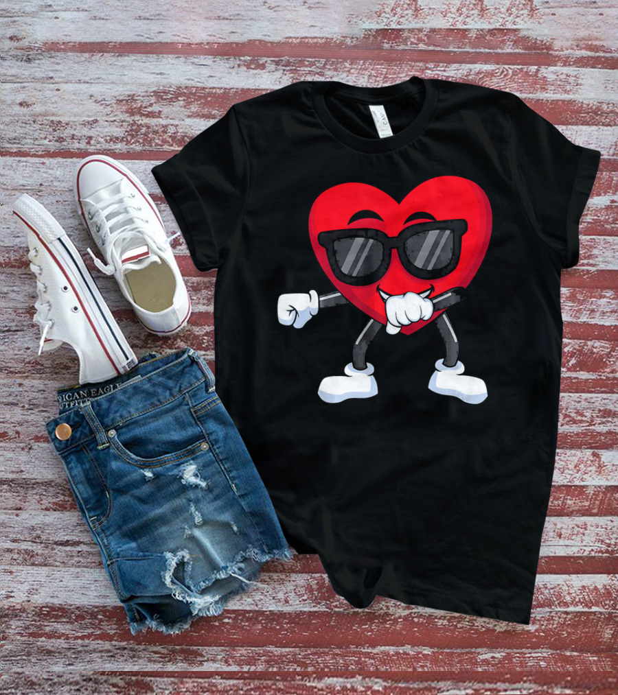 Dabbing Heart Valentines Day Boys Love T-Shirt