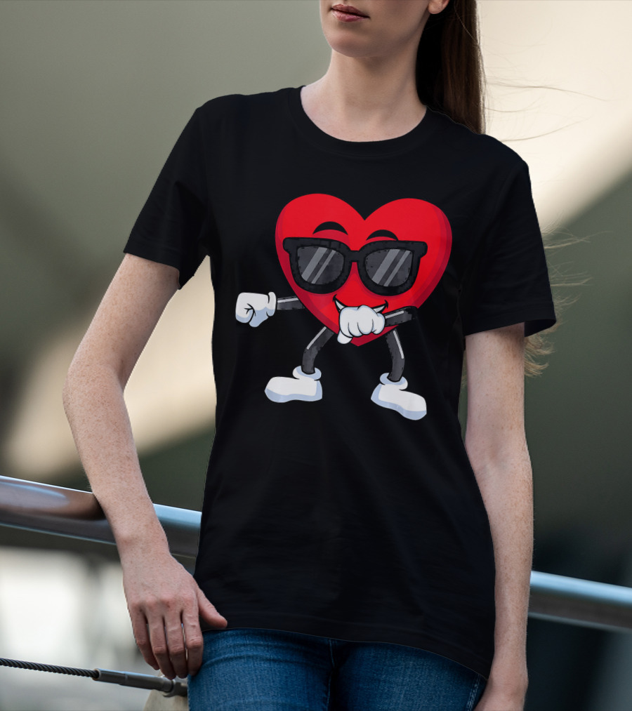 Dabbing Heart Valentines Day Boys Love T-Shirt