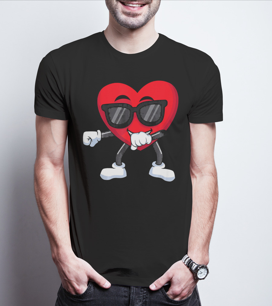 Dabbing Heart Valentines Day Boys Love T-Shirt