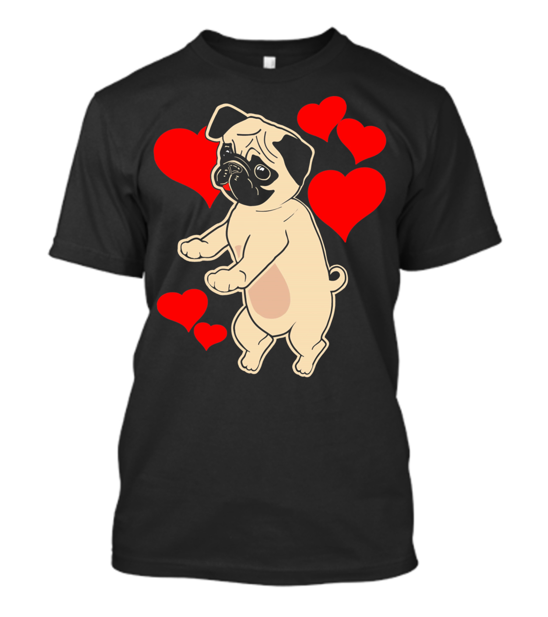 Pug Dancing With Hearts Valentine's Day T-Shirt