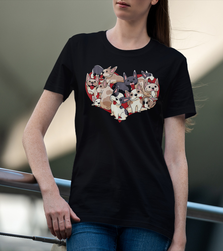 French Bulldog Heart Dog Frenchi Puppy Pack T-Shirt