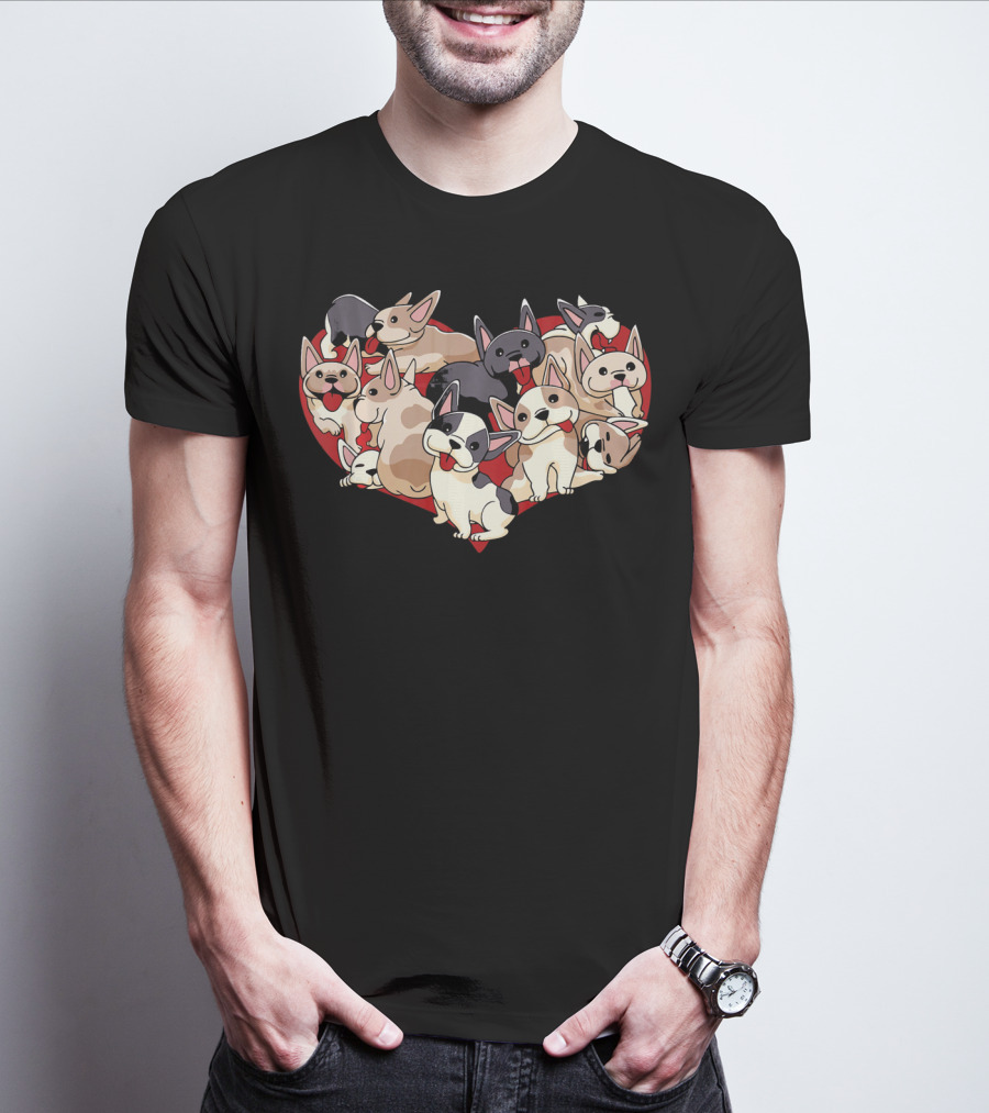 French Bulldog Heart Dog Frenchi Puppy Pack T-Shirt