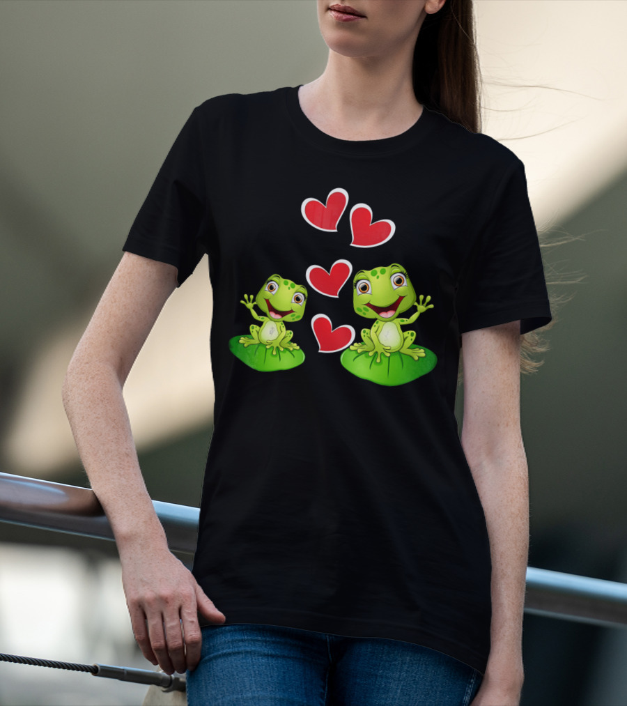 Frog Heart Valentine Day Animal Cute Frogs With Hearts T-Shirt