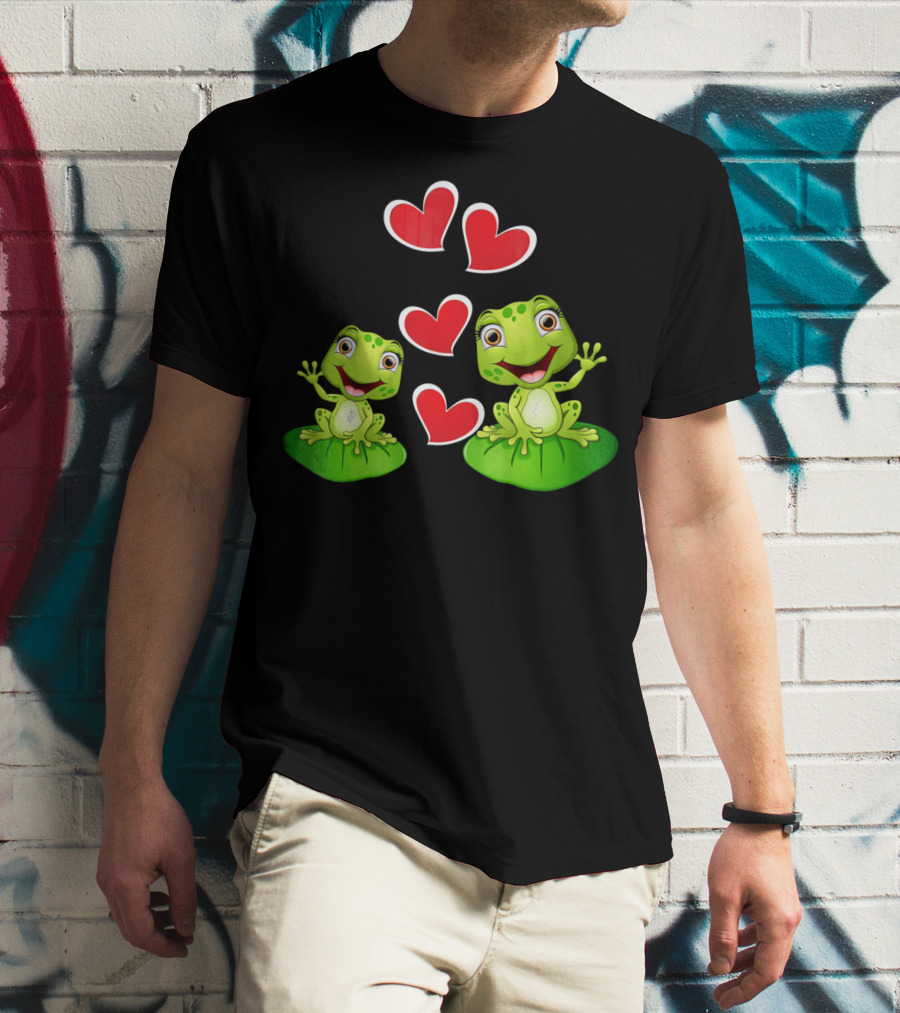 Frog Heart Valentine Day Animal Cute Frogs With Hearts T-Shirt