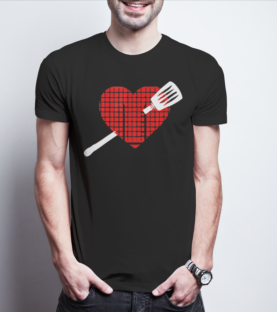 Funny BBQ Grilling Valentine's Day Heart With Spatula T-Shirt