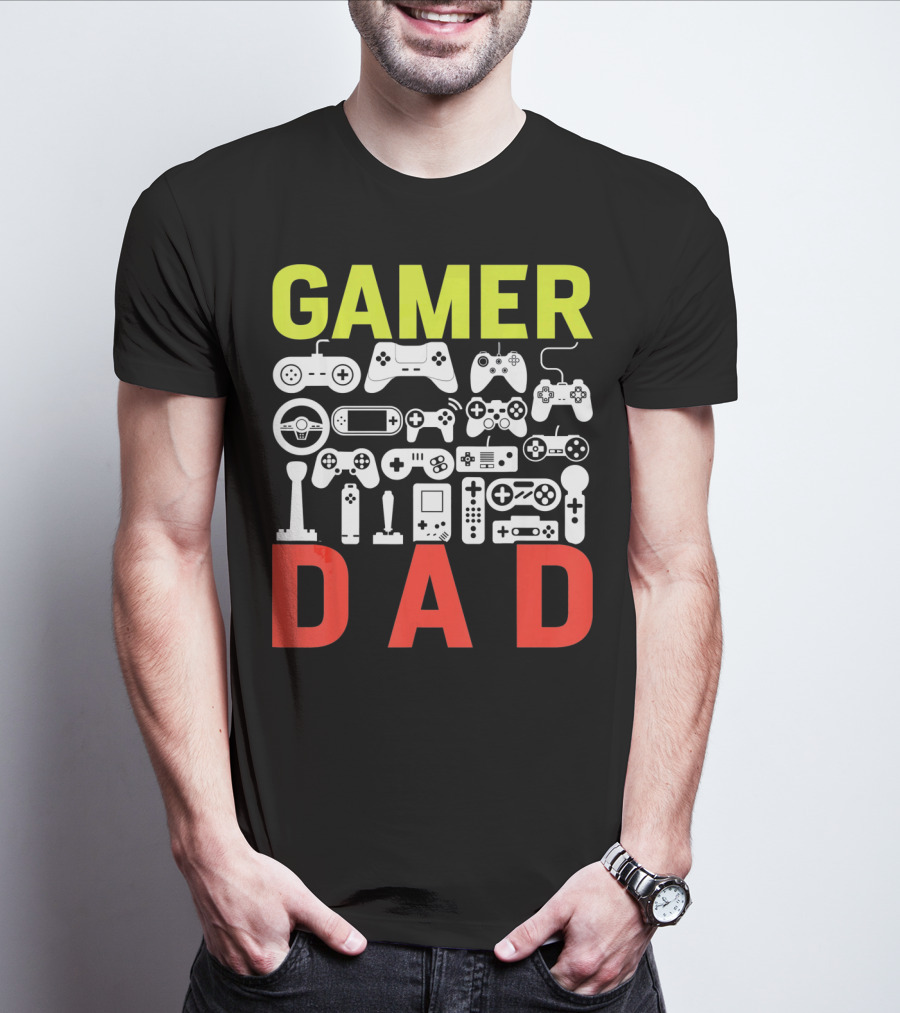 Gamer Dad Vintage Controller Collection Funny Birthday T-Shirt