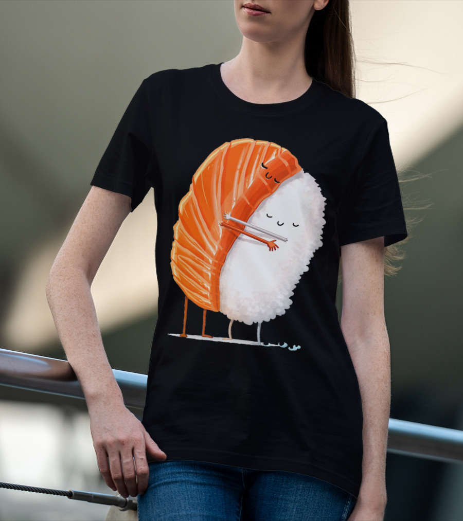 Cute Sushi Couple Embrace Valentine Hug T-Shirt