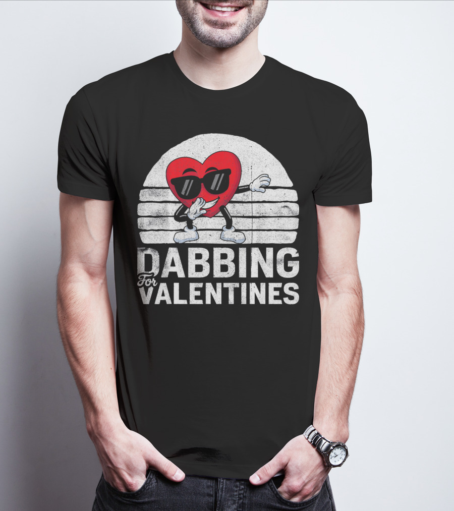 Dabbing For Valentines Funny Heart Valentine’s Day T-Shirt