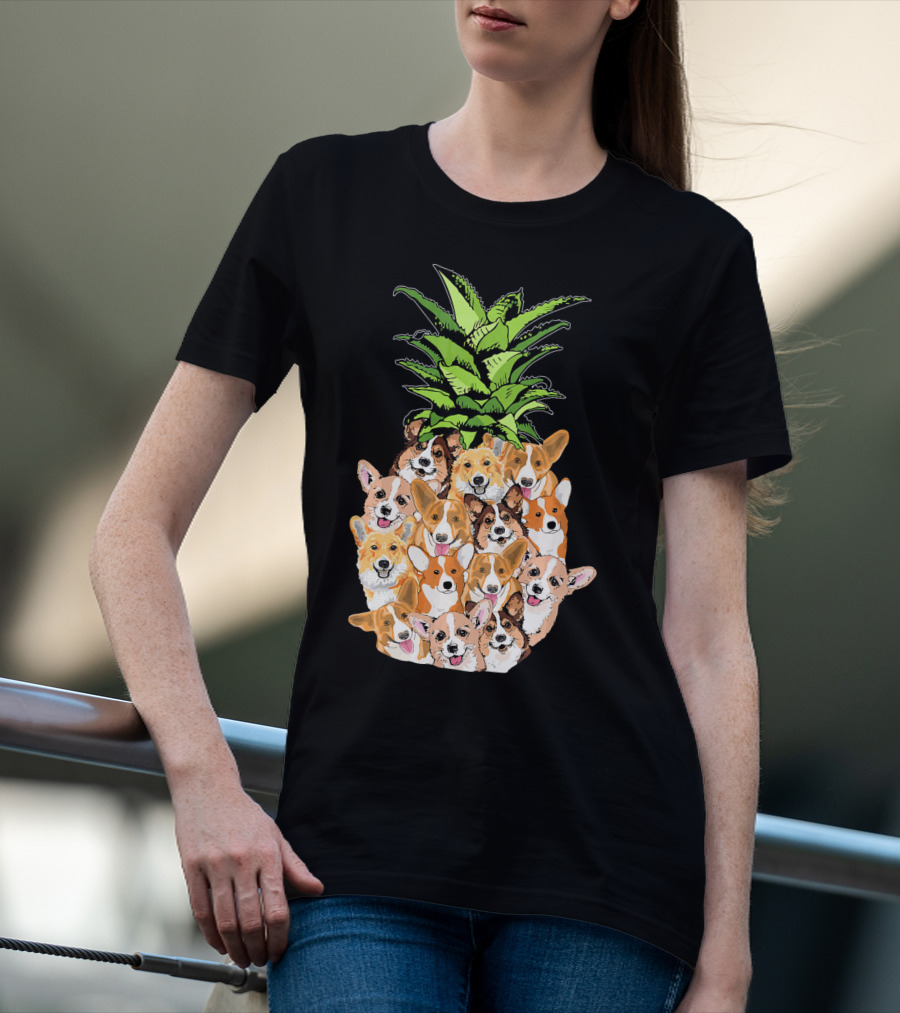 Funny Pineapple Corgi Valentine's Birthday T-Shirt