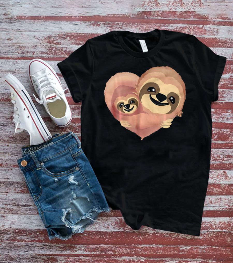 Valentine Sloth Heart Duo Love T-Shirt