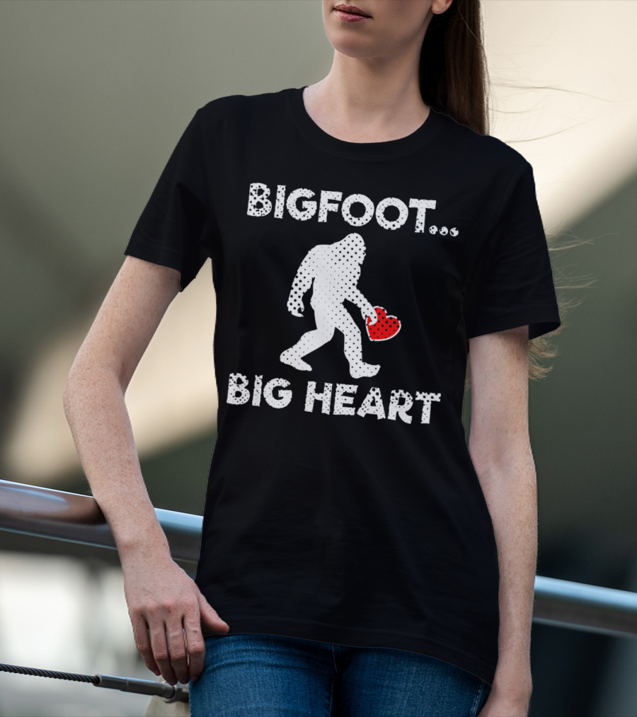 Bigfoot Big Heart Valentine's Day Funny Bigfoot Heart T-Shirt