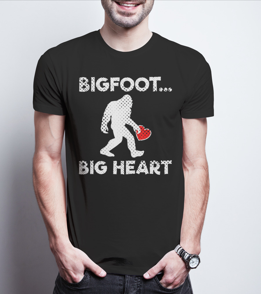 Bigfoot Big Heart Valentine's Day Funny Bigfoot Heart T-Shirt