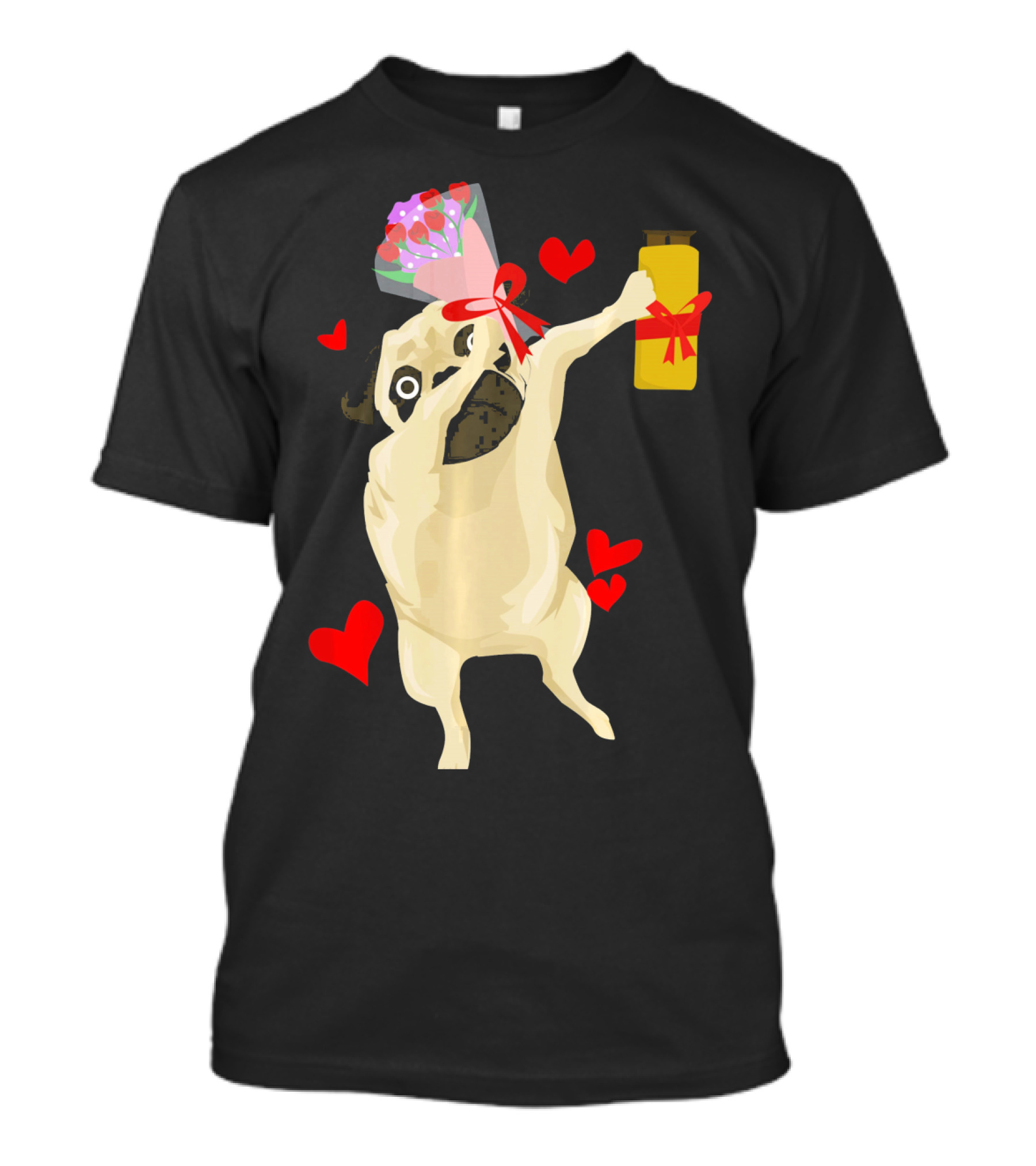 Funny Valentine's Day Dog Bouquet Jar Hearts T-Shirt