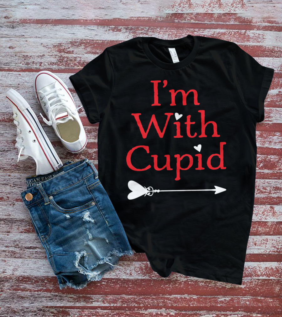I'm With Cupid Funny Valentine's Day Arrow T-Shirt