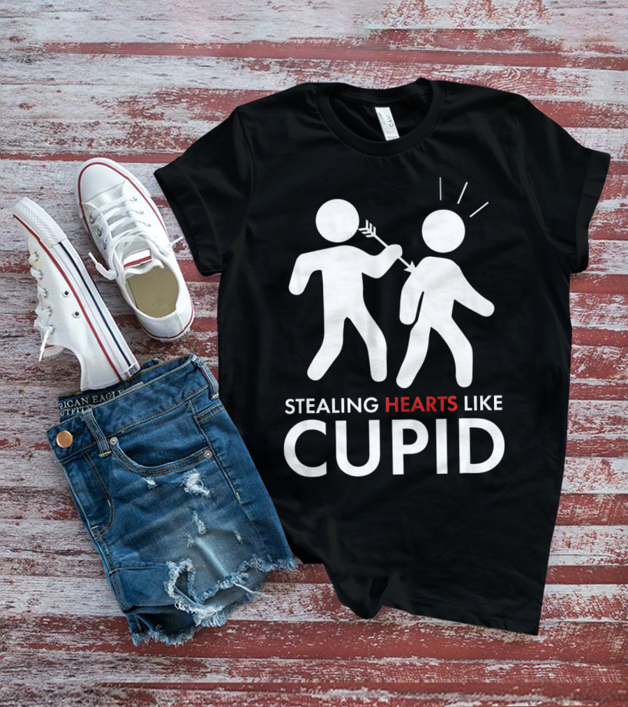 Stealing Hearts Like Cupid Valentine's Day Humor T-Shirt