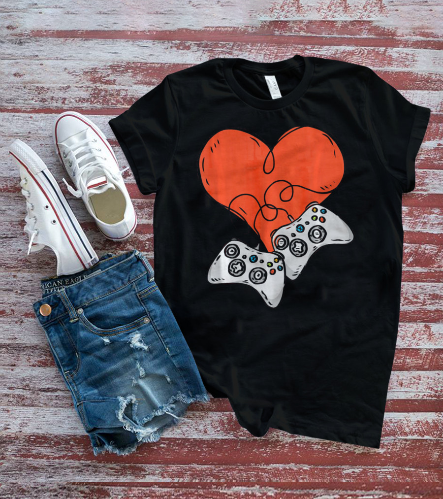 Funny Heart With Video Game Controllers T-Shirt