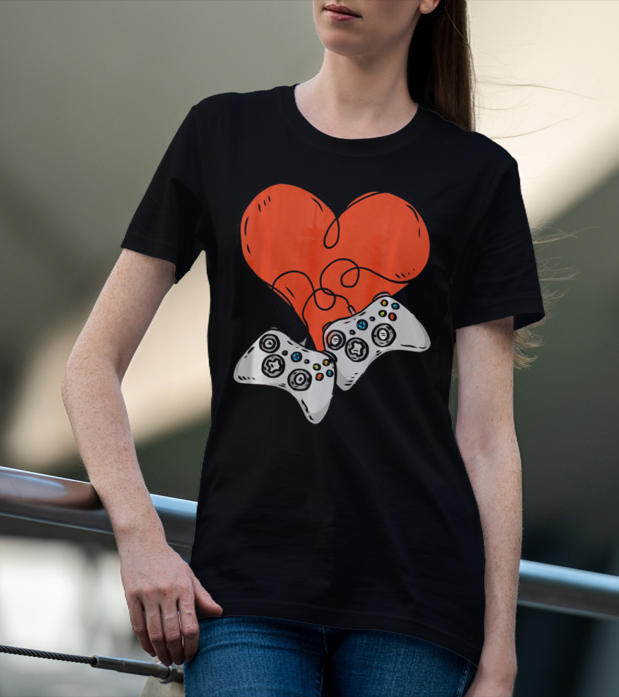 Funny Heart With Video Game Controllers T-Shirt