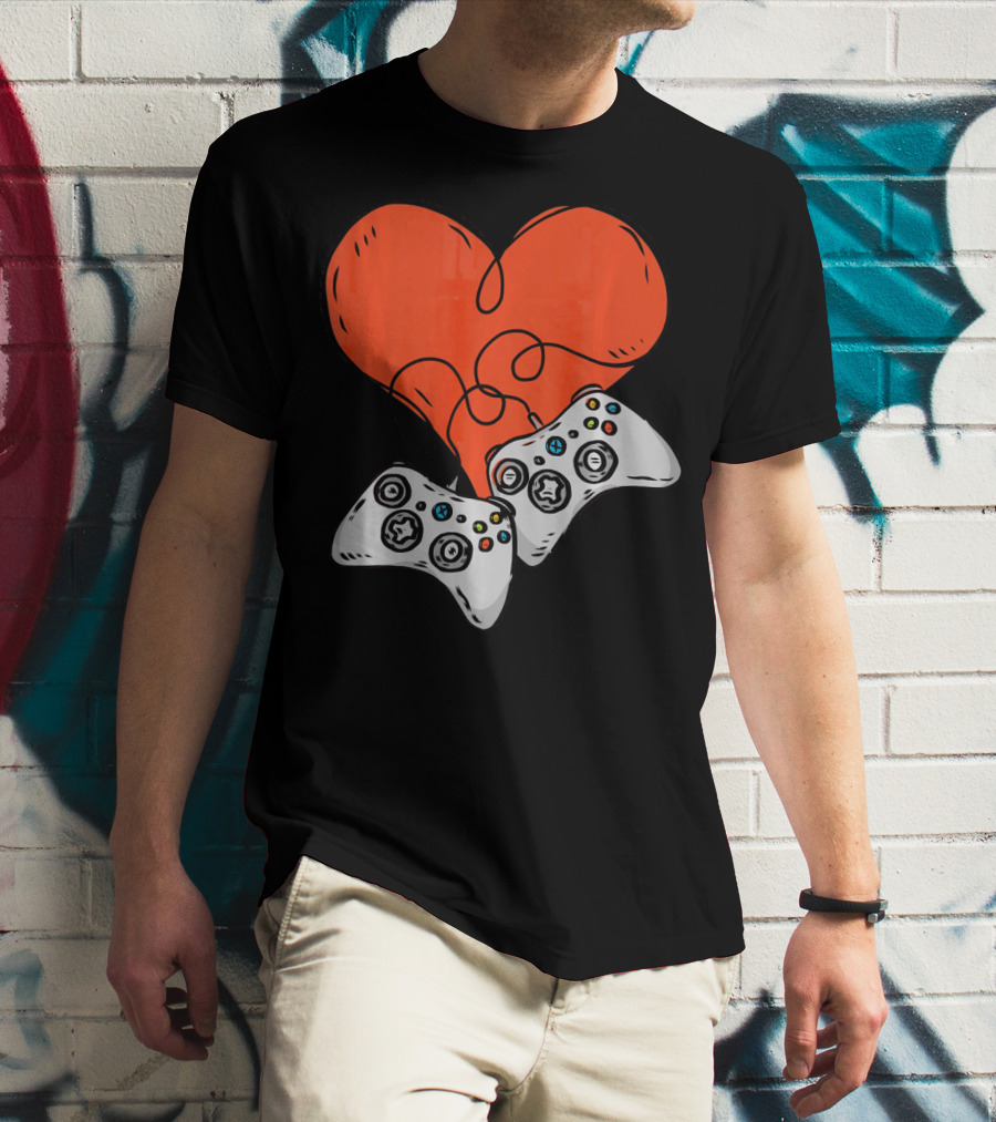 Funny Heart With Video Game Controllers T-Shirt