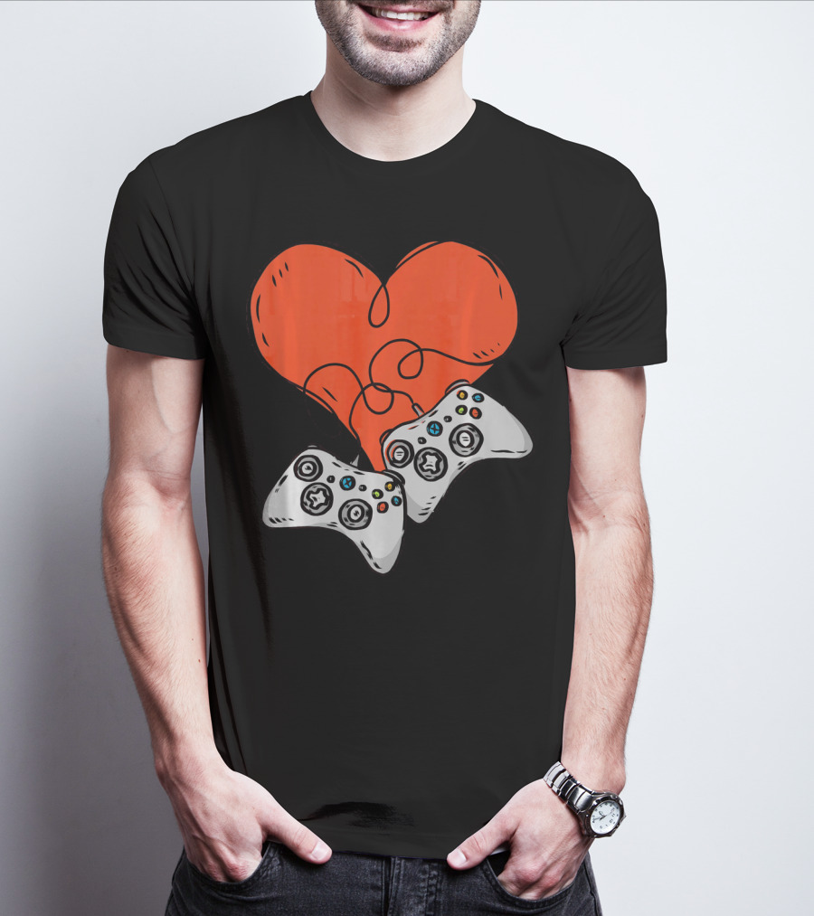 Funny Heart With Video Game Controllers T-Shirt