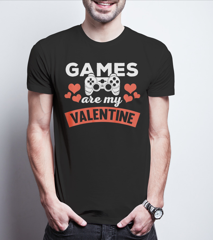 Games Are My Valentine Controller Hearts T-Shirt