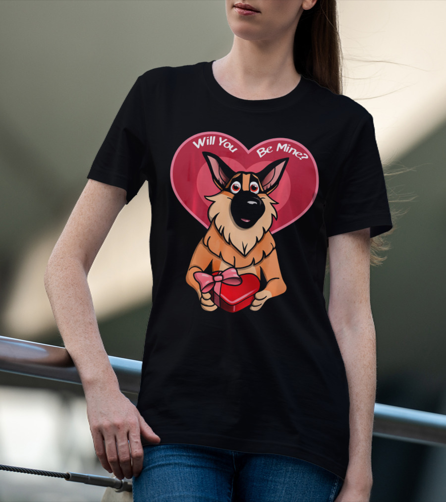 Will You Be Mine German Shepherd Valentine T-Shirt