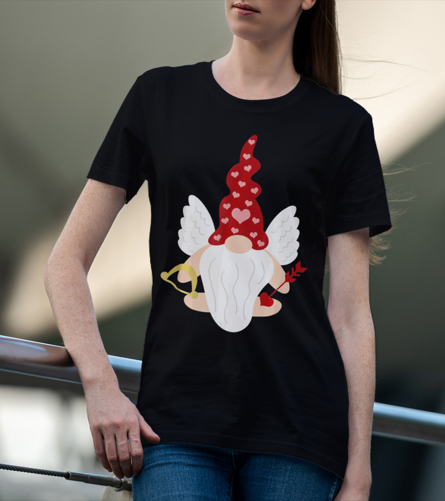 Gnome Cupid With Heart Arrow Valentines Day T-Shirt