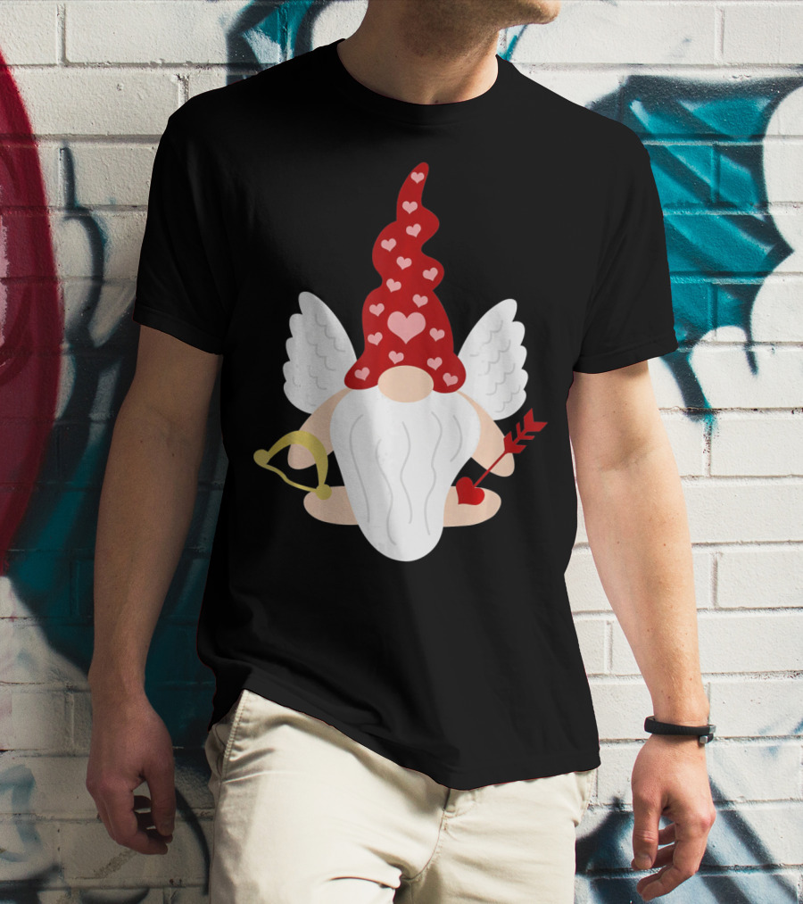 Gnome Cupid With Heart Arrow Valentines Day T-Shirt
