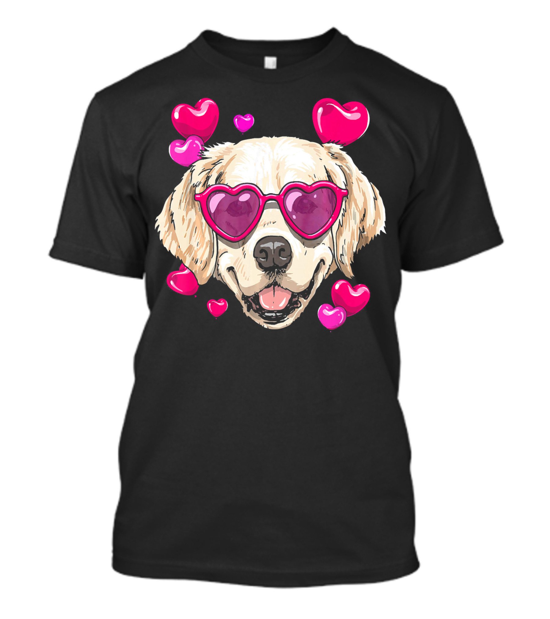 Golden Retriever Heart Sunglasses Valentine's Day Puppy Love T-Shirt