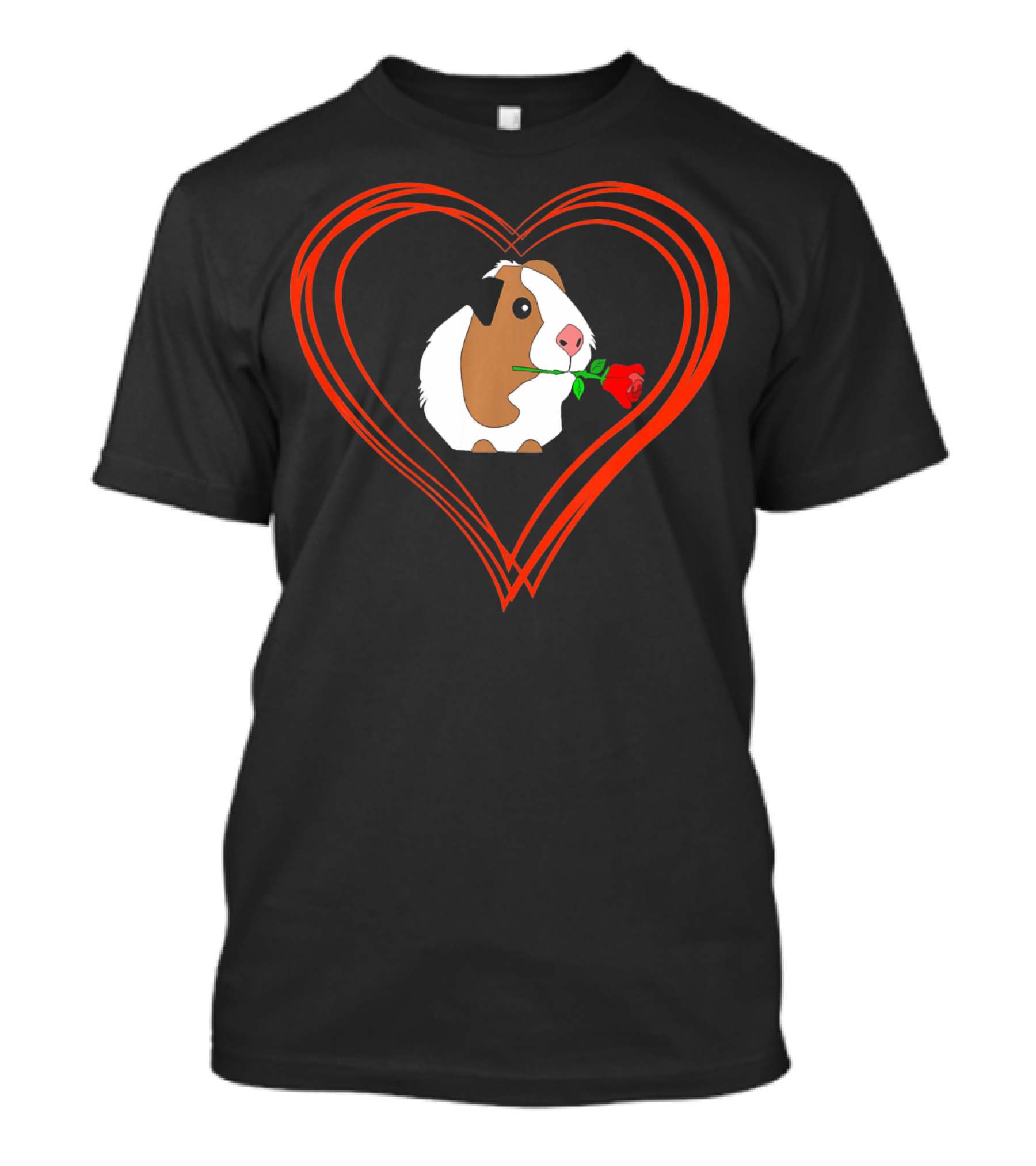Guinea Pig With Rose In Heart Valentine Love T-Shirt