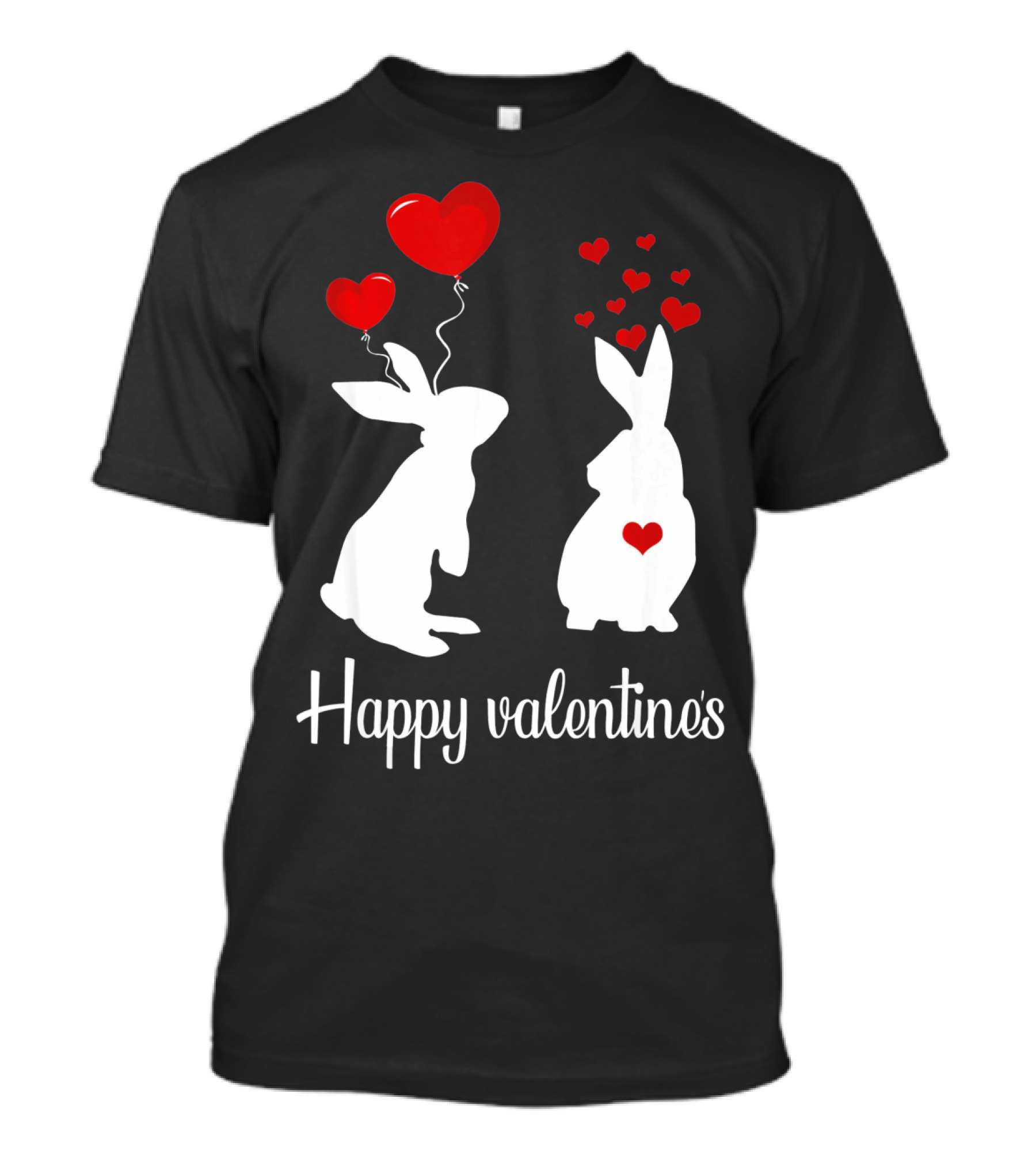 Happy Valentine's White Rabbits With Red Heart Balloons T-Shirt