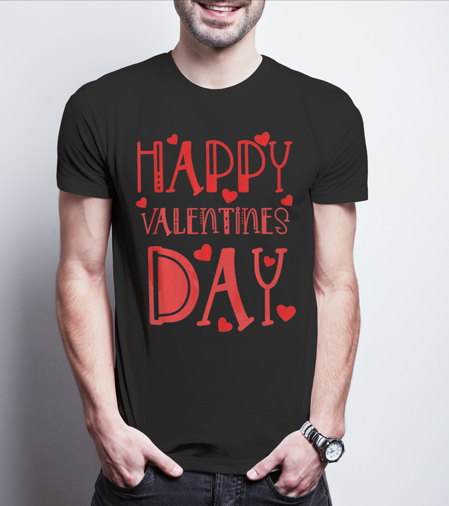 Happy Valentines Day Kids School Hearts T-Shirt