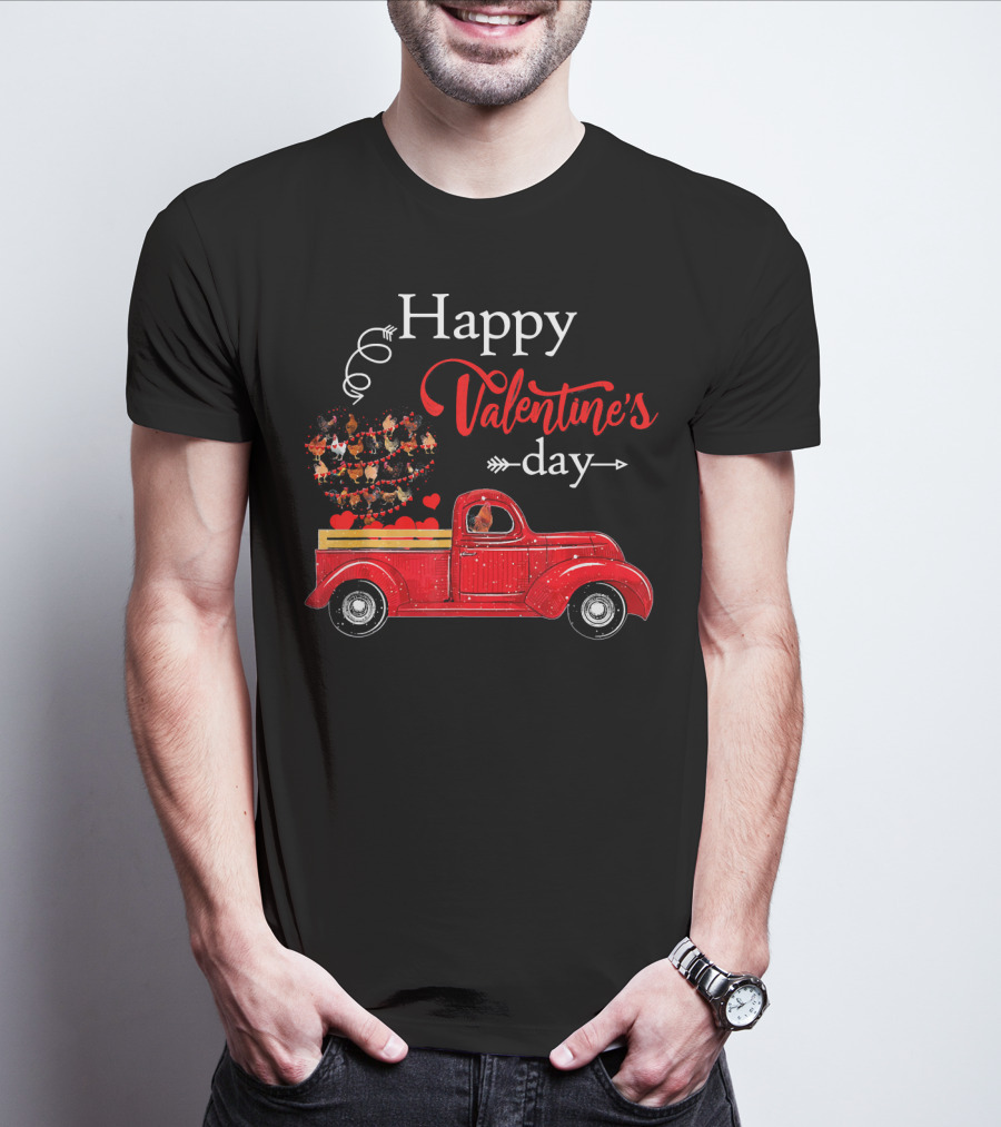 Happy Valentine's Day Truck Carrying Hearts T-Shirt