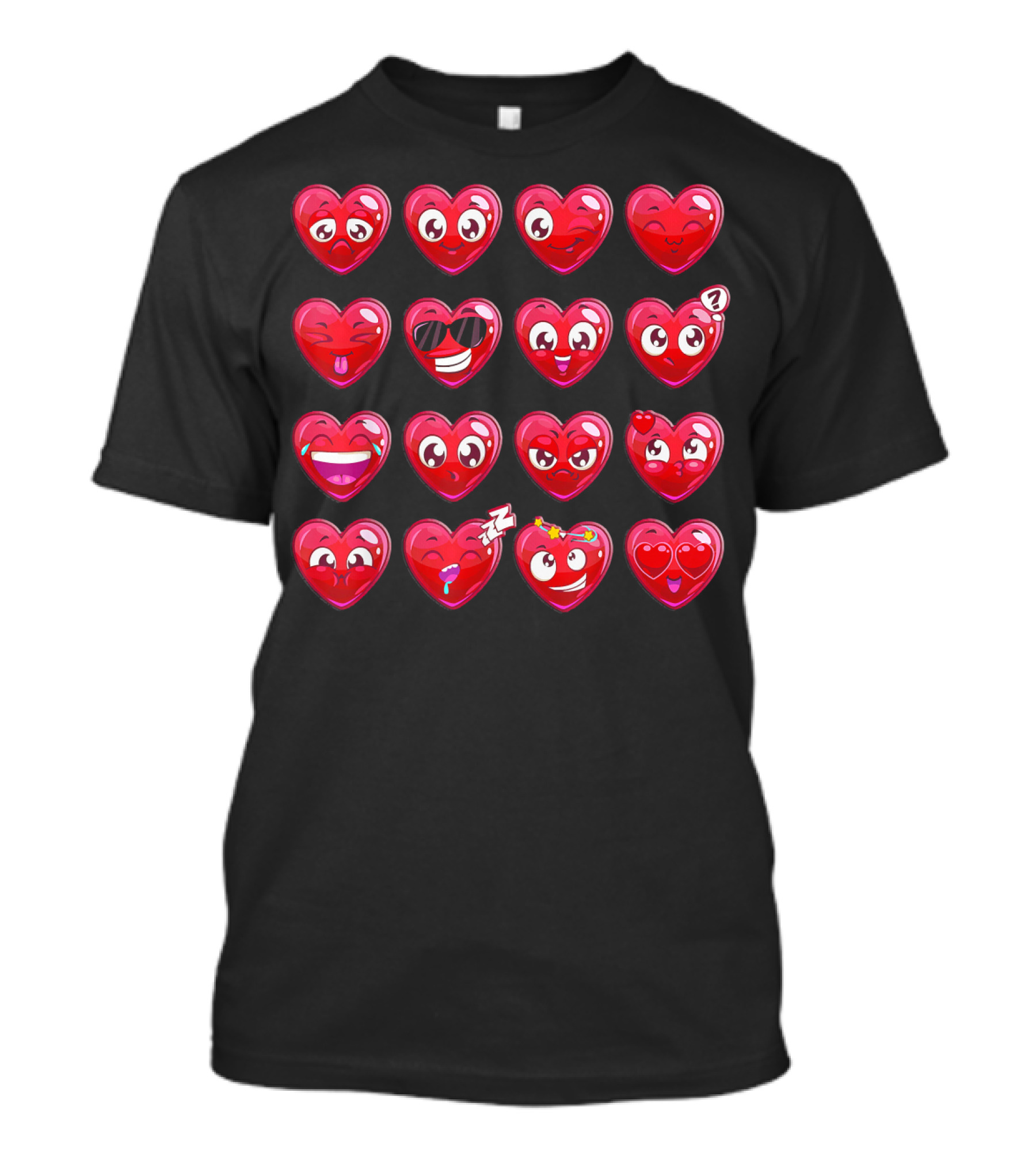 Heart Emojis Valentines Day Funny Emotic Expressions Cute Faces T-Shirt