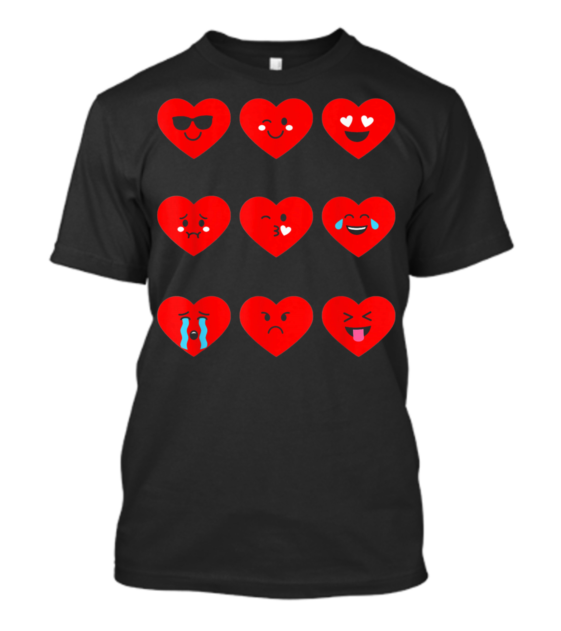 Heart Emoticon Valentines With Cute Faces And Expressions T-Shirt