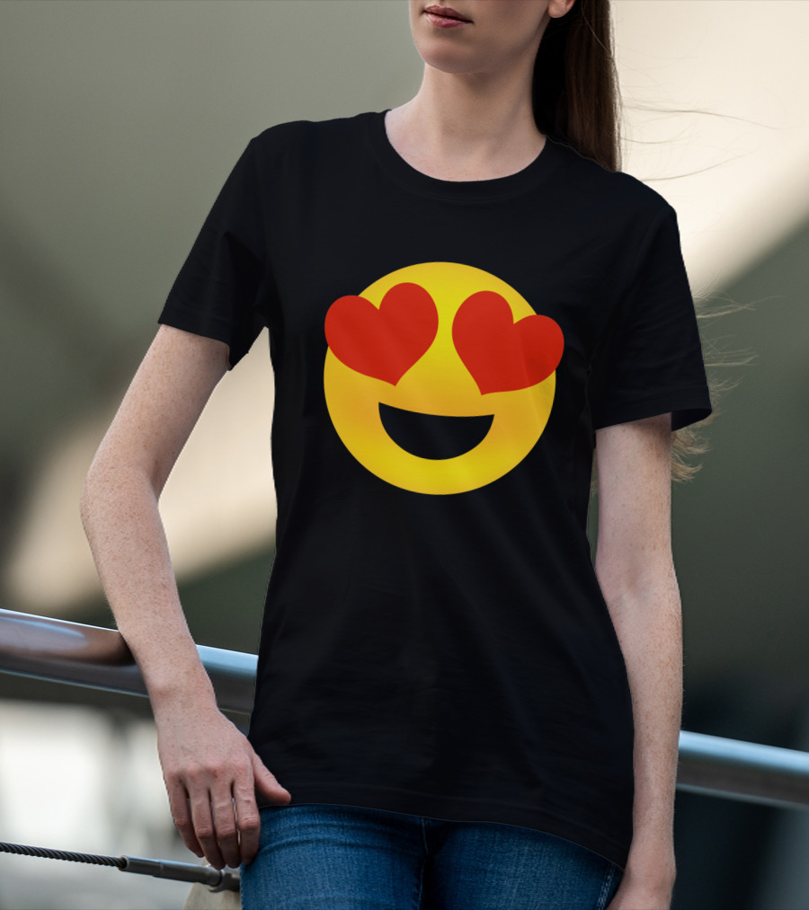 Heart Eyes Emoji Valenti Joyful Face T-Shirt