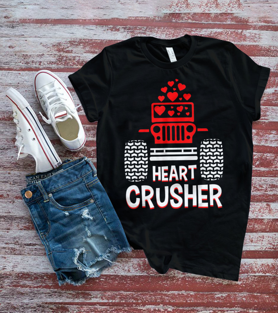 Heart Crusher Jeep Girl Heart Shape Vale Tire Tracks T-Shirt