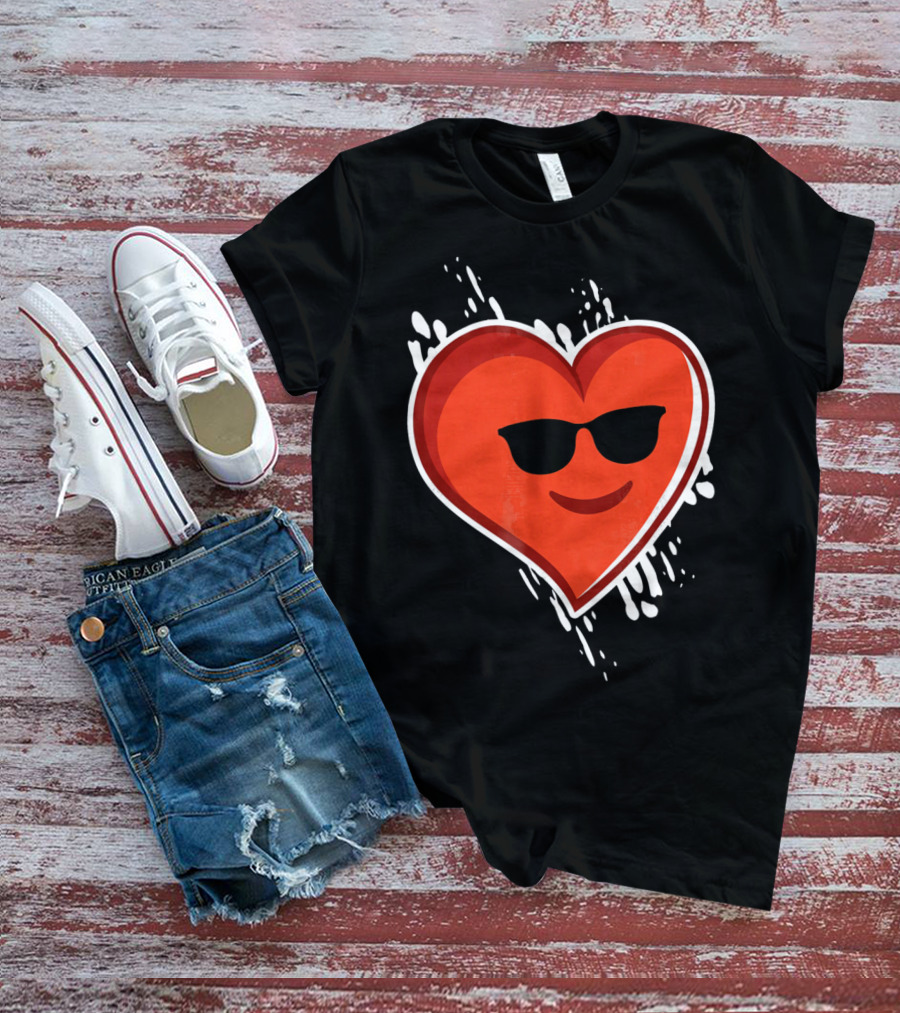 Heart Emoji Cool Shades Valentines T-Shirt