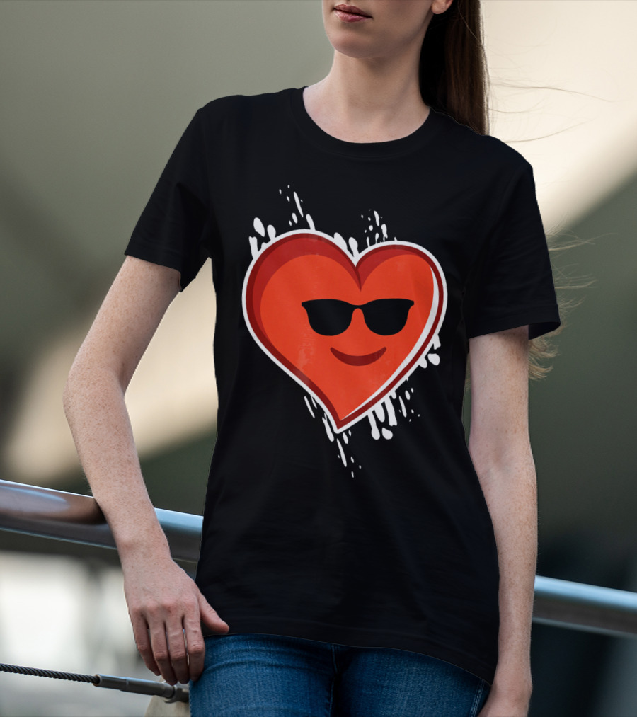 Heart Emoji Cool Shades Valentines T-Shirt