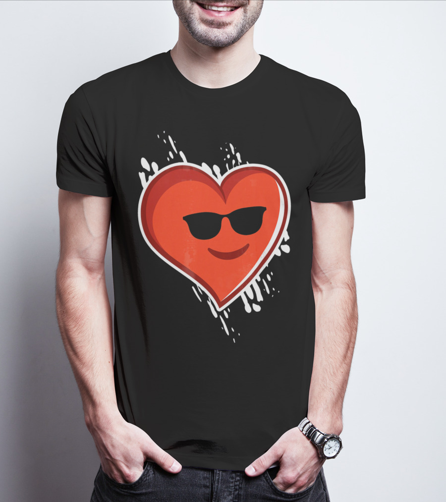 Heart Emoji Cool Shades Valentines T-Shirt
