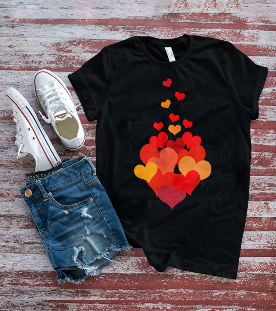 Heart Tie Red Orange Valentines Day T-Shirt