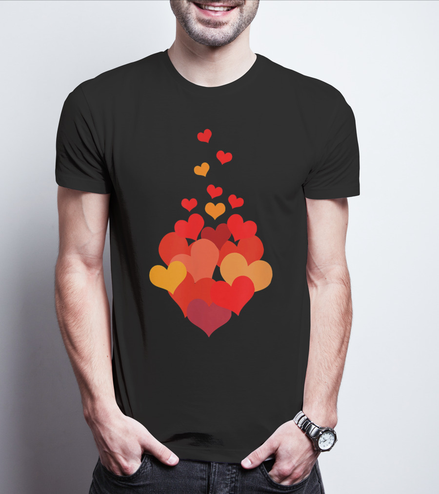 Heart Tie Red Orange Valentines Day T-Shirt